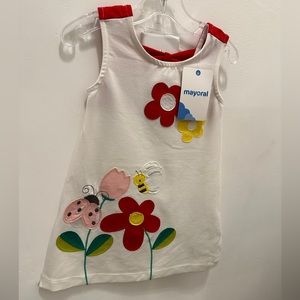 NWT Mayoral Girls Dress - 36 months - White w/multicolor details